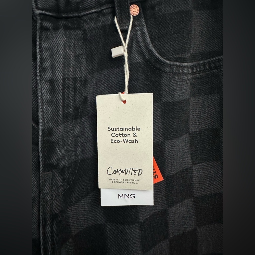 NEW! MNG CHECKERED Jeans Size 6 NWT Womens Black - Picture 10 of 14